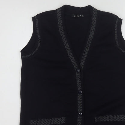Eutuxia Men's Black Sleeveless Knit Vest Jumper S Classic