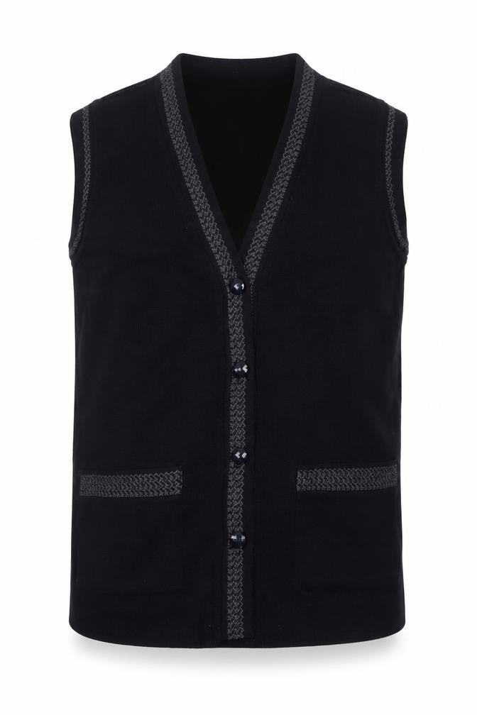 Eutuxia Men's Black Sleeveless Knit Vest Jumper S Classic