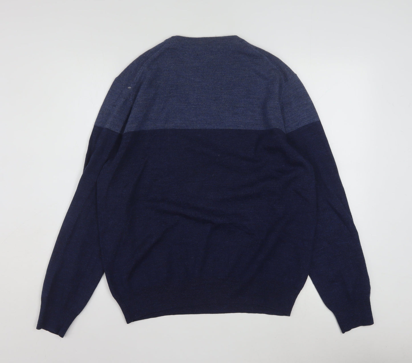 Calvin Klein Men's Blue Merino Wool Crew Neck Jumper L