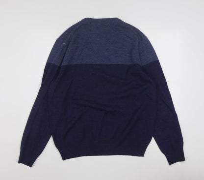 Calvin Klein Men's Blue Merino Wool Crew Neck Jumper L