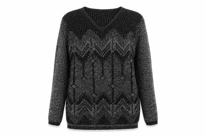 Norton McNaughton Petite Women's Black Metallic V-Neck Knit Jumper S
