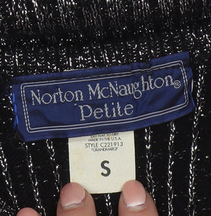 Norton McNaughton Petite Women's Black Metallic V-Neck Knit Jumper S