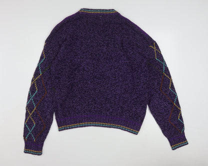 Colours by Alexander Julian Men's Purple Argyle Knit Jumper L