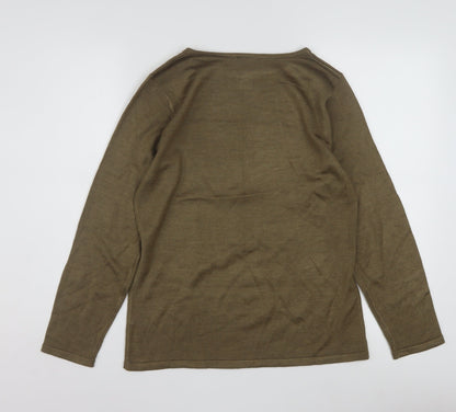 Carol Patterson Women Brown Geometric Wool Blend Pullover Jumper S