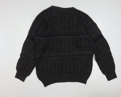 Rapp Knitwear Men's Grey Wool Blend Cable Pullover Jumper L