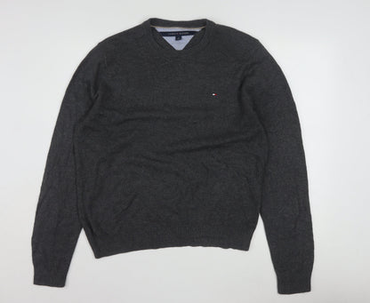 Tommy Hilfiger Men's Grey M Crew Neck Cotton Knit Jumper
