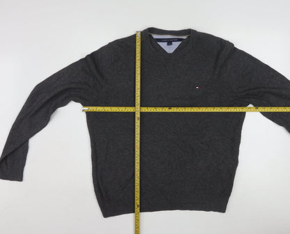 Tommy Hilfiger Men's Grey M Crew Neck Cotton Knit Jumper