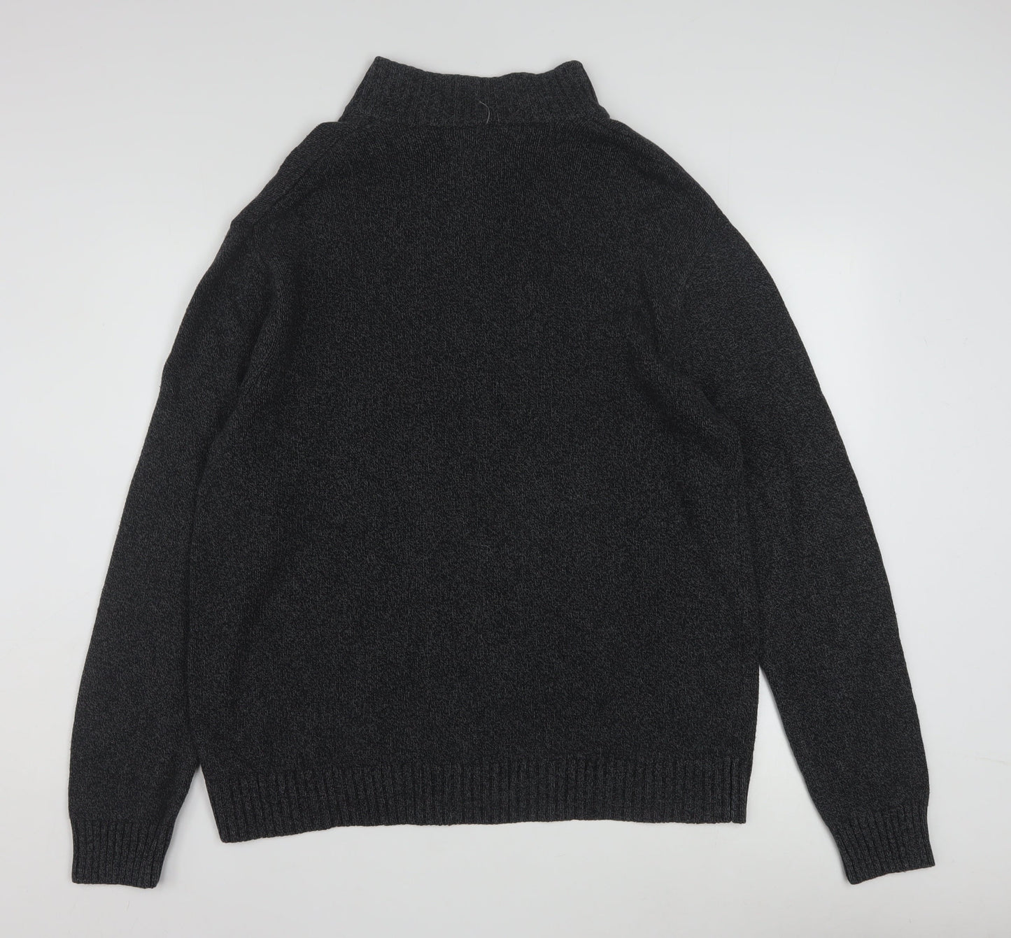 Chaps Men's Grey Cotton Henley Jumper XL High Neck Classic Knit