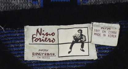 Nino Forier by Randy River Men's Blue Grey Geometric Knit Jumper M