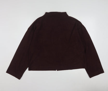 River Island Women Brown Mock Neck Long Sleeve Blouse M
