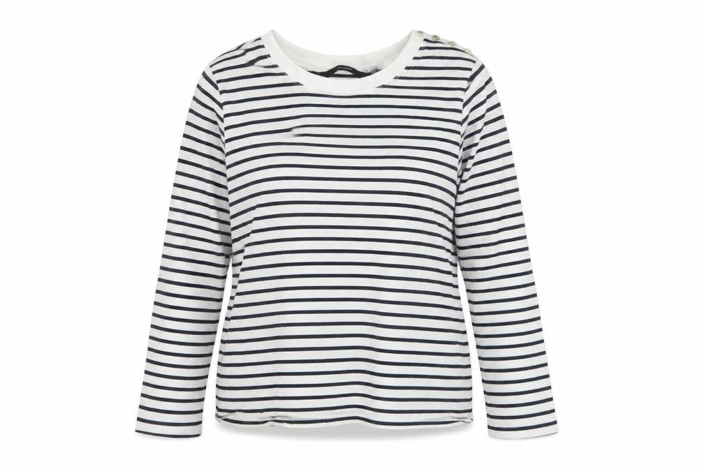 Vero Moda Women White Striped Long Sleeve Cotton T-Shirt M