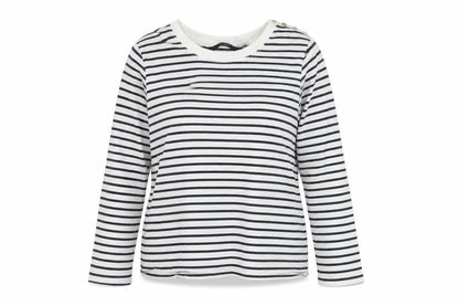 Vero Moda Women White Striped Long Sleeve Cotton T-Shirt M