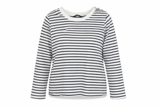 Vero Moda Women White Striped Long Sleeve Cotton T-Shirt M