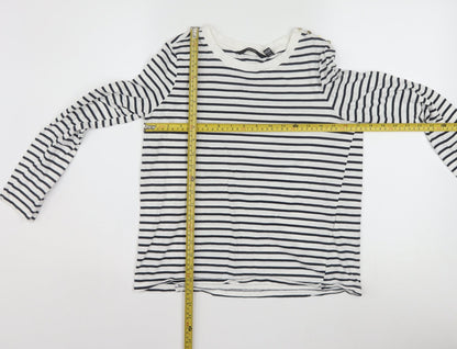 Vero Moda Women White Striped Long Sleeve Cotton T-Shirt M
