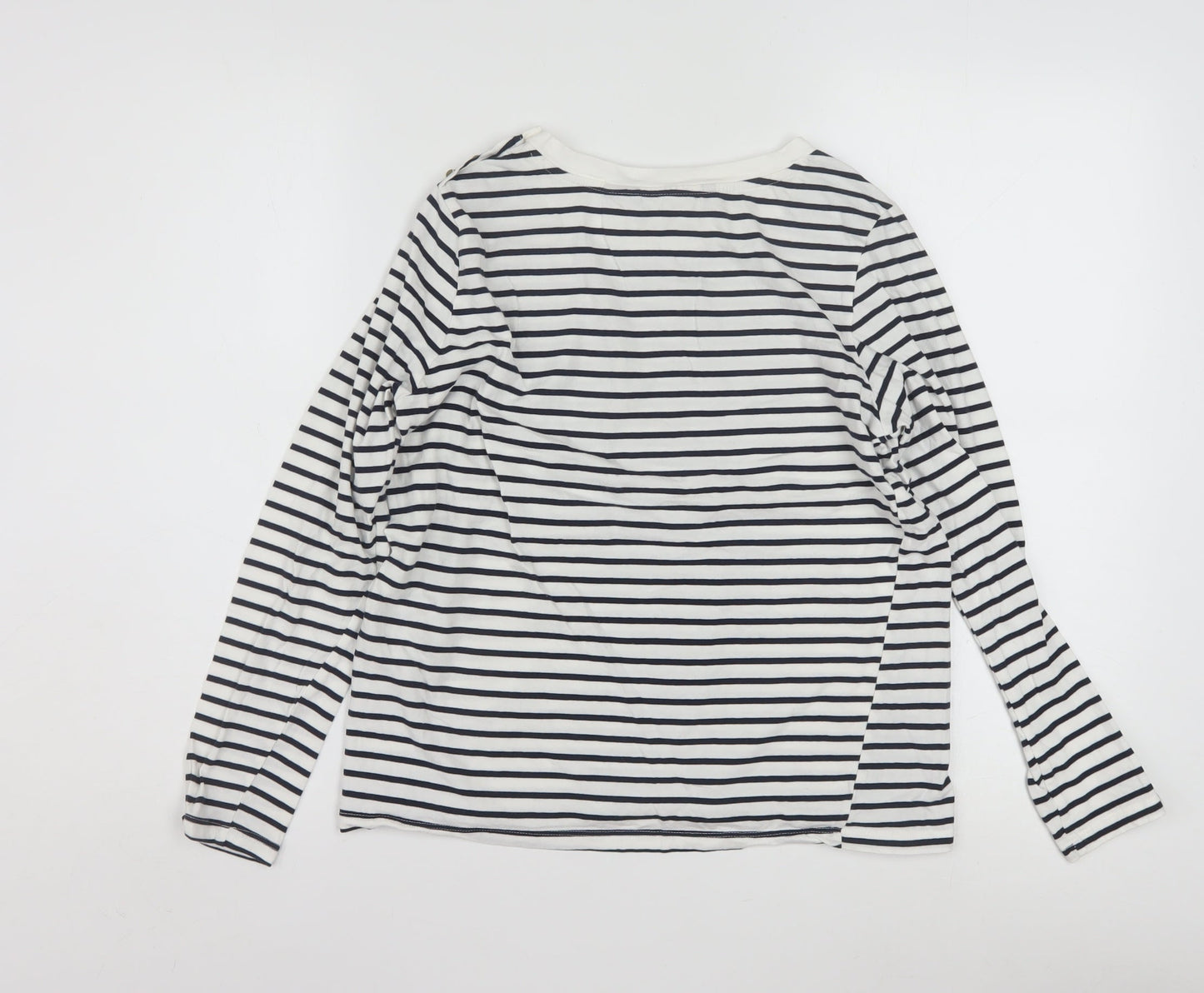 Vero Moda Women White Striped Long Sleeve Cotton T-Shirt M