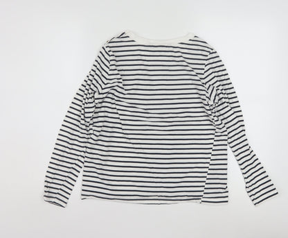 Vero Moda Women White Striped Long Sleeve Cotton T-Shirt M