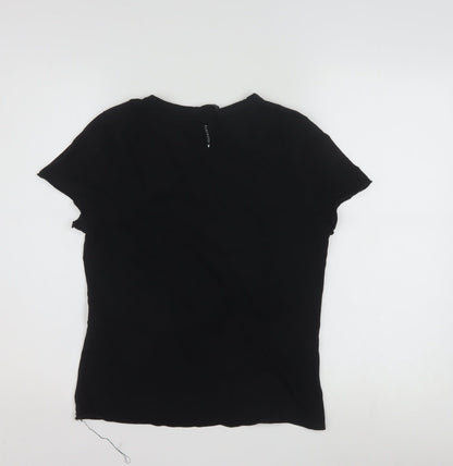 AllSaints Women's Black Cotton Slim Fit Short Sleeve T-Shirt Size M