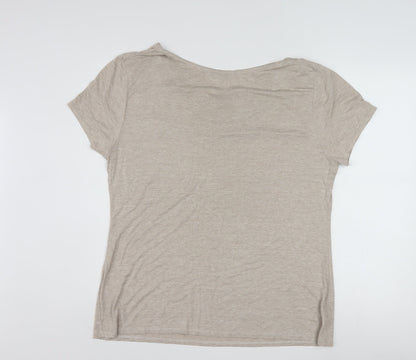 Tu Women’s Beige Butterfly Print Short Sleeve Viscose T-Shirt Size 16