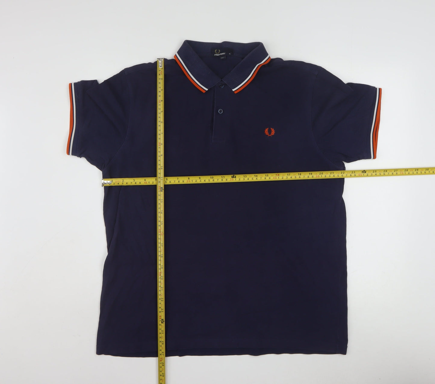 Fred Perry Men's Navy Blue XL Polo Shirt with Tipped Collar