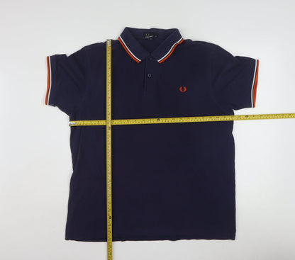 Fred Perry Men's Navy Blue XL Polo Shirt with Tipped Collar
