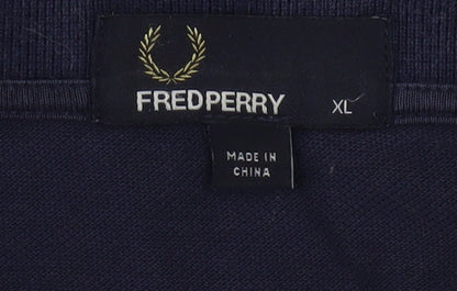 Fred Perry Men's Navy Blue XL Polo Shirt with Tipped Collar