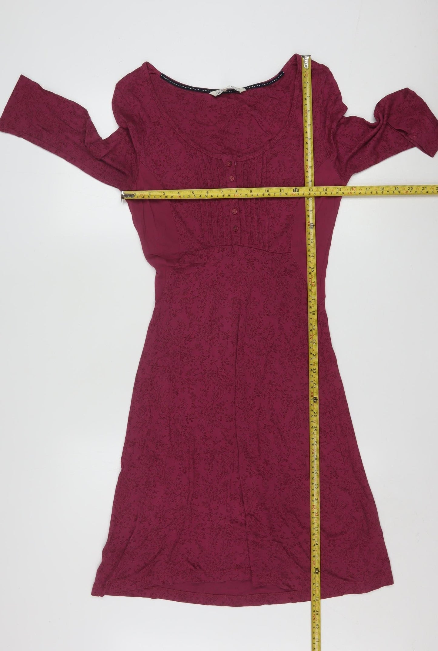 Fat Face Women's Red Floral 3/4 Sleeve A-Line Dress Size 10