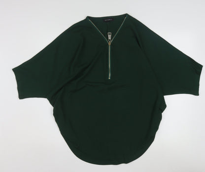 Blue Vanilla Women's Green Tunic Blouse S Relaxed Fit Zip Detail