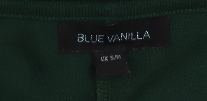 Blue Vanilla Women's Green Tunic Blouse S Relaxed Fit Zip Detail