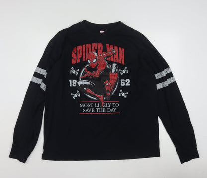 Marvel Men's Black Spider-Man Long Sleeve Graphic Shirt Size L