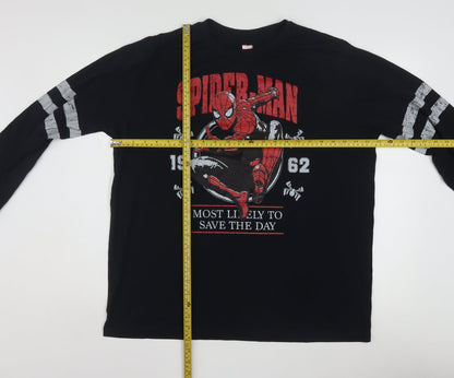 Marvel Men's Black Spider-Man Long Sleeve Graphic Shirt Size L