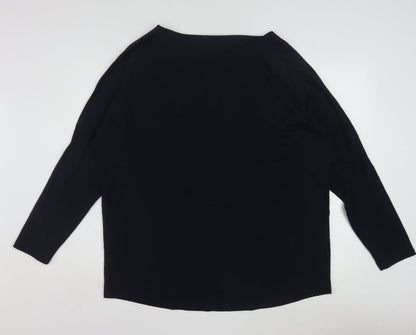 Next Women’s Black Star Sequin Long Sleeve Cotton T-Shirt Size L