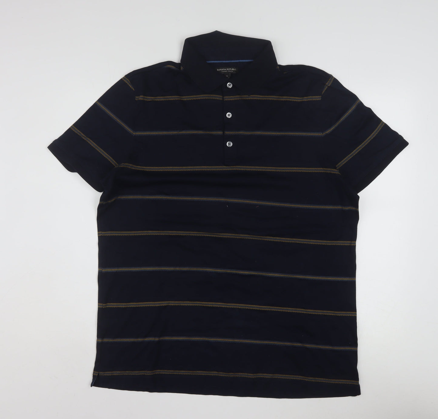Banana Republic Men's Blue XL Striped Cotton Polo Shirt