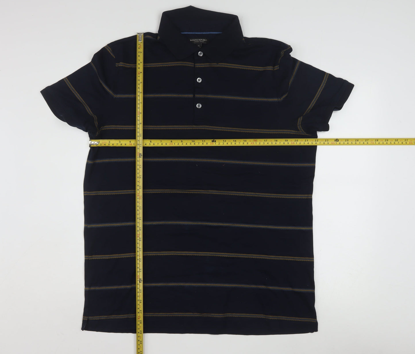 Banana Republic Men's Blue XL Striped Cotton Polo Shirt