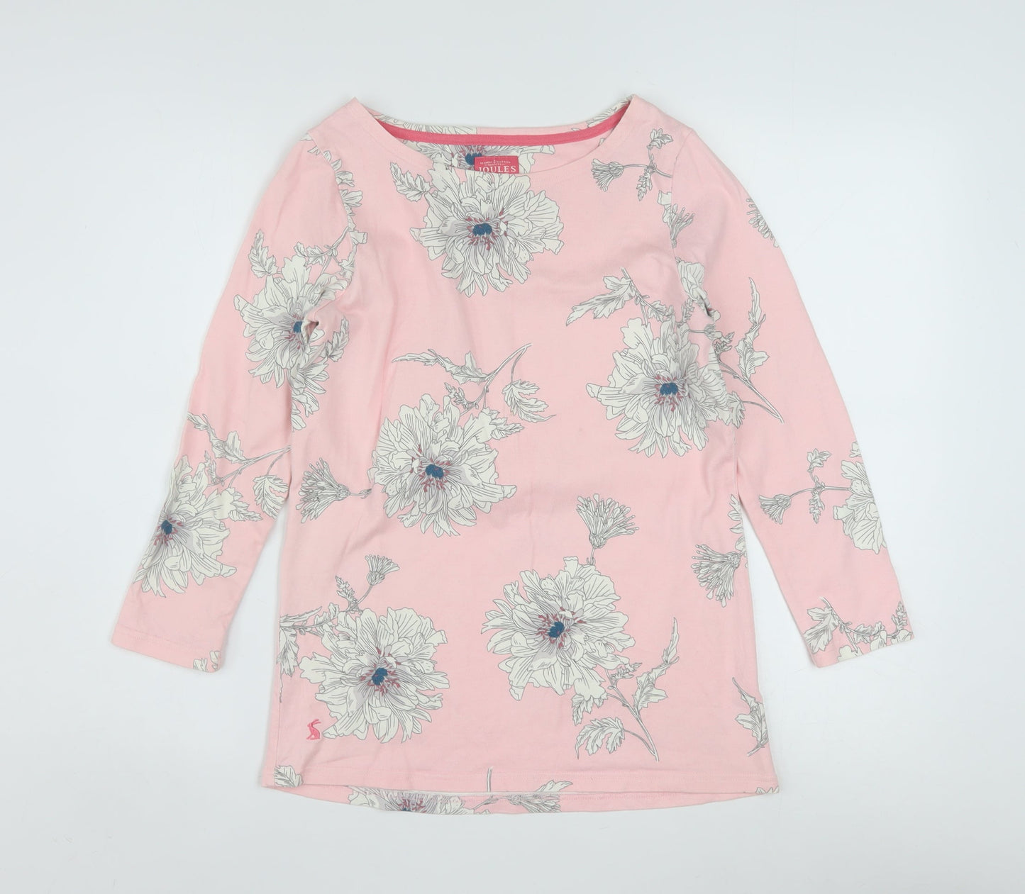 Joules Women’s Pink Floral 3/4 Sleeve Cotton T-Shirt Size 8