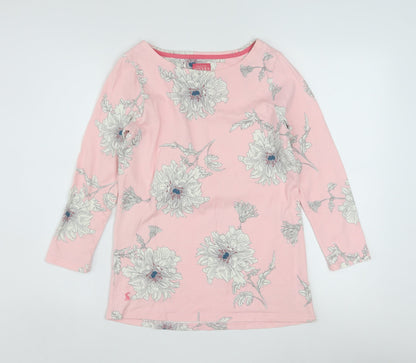 Joules Women’s Pink Floral 3/4 Sleeve Cotton T-Shirt Size 8