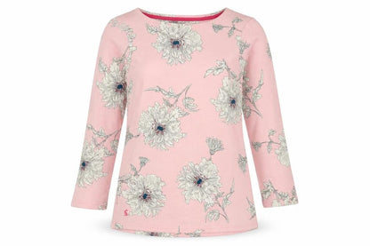 Joules Women’s Pink Floral 3/4 Sleeve Cotton T-Shirt Size 8