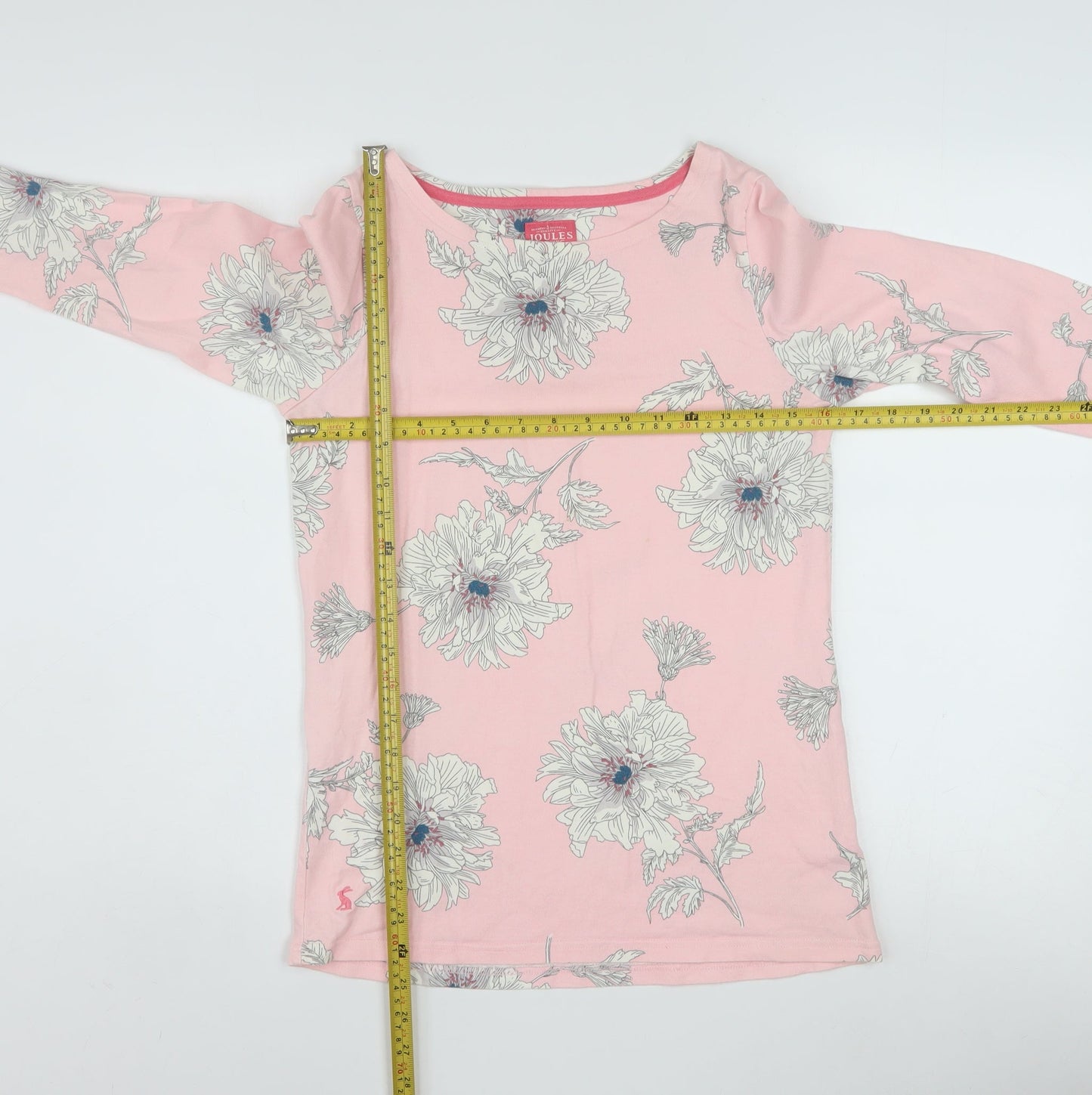 Joules Women’s Pink Floral 3/4 Sleeve Cotton T-Shirt Size 8