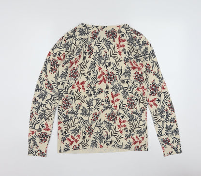 Maine New England Women's Beige Floral Knit Jumper Size 10