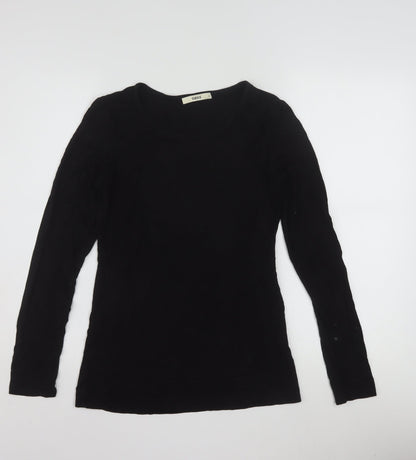 Oasis Womens Black Long Sleeve Scoop Neck Viscose Jersey Top Size S