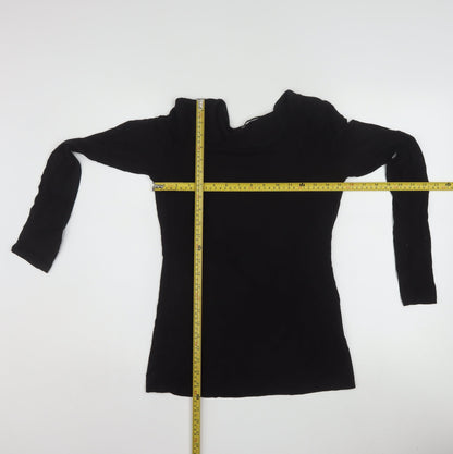 Oasis Womens Black Long Sleeve Scoop Neck Viscose Jersey Top Size S
