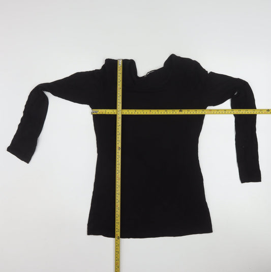 Oasis Womens Black Long Sleeve Scoop Neck Viscose Jersey Top Size S