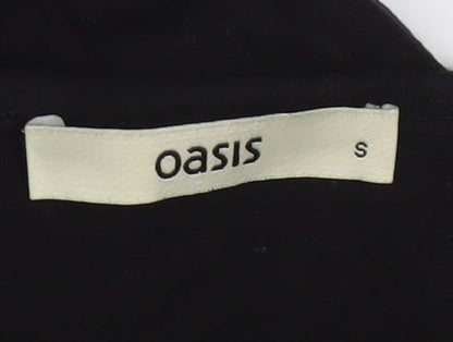 Oasis Womens Black Long Sleeve Scoop Neck Viscose Jersey Top Size S