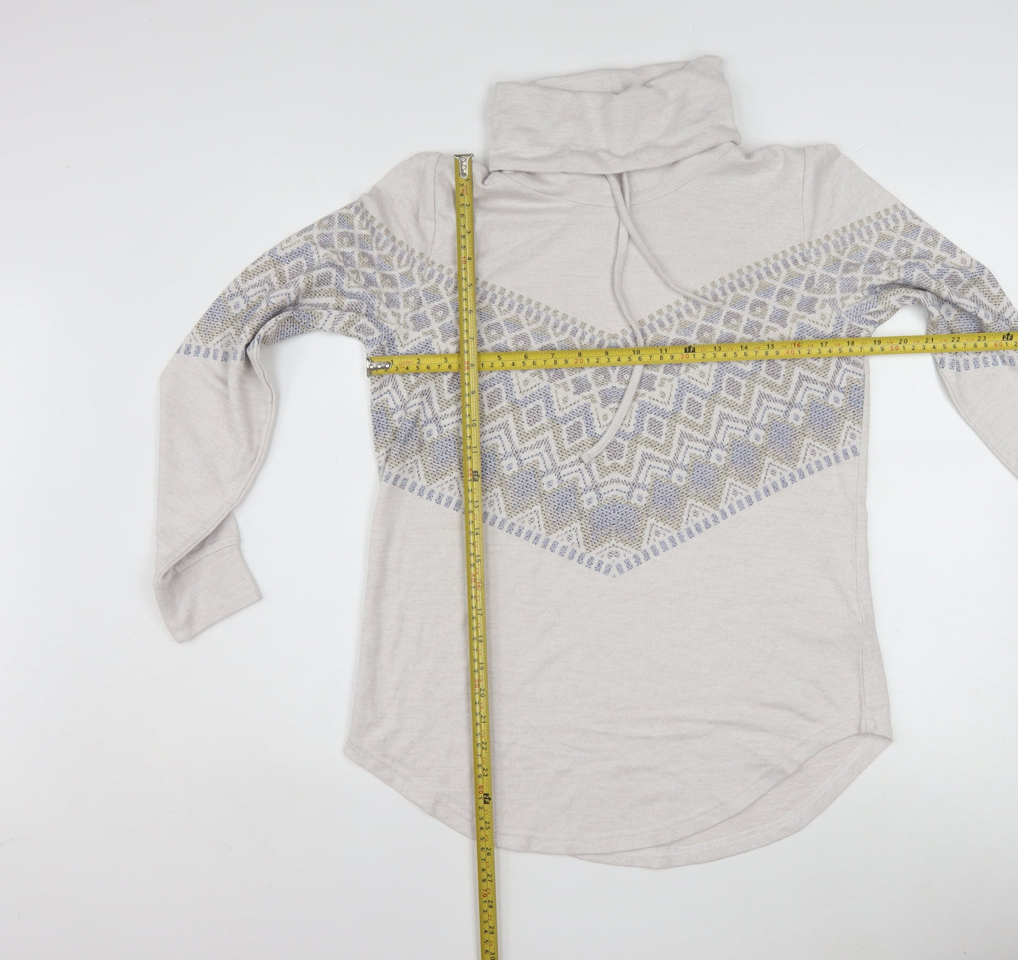 Reserved Womens Beige Fair Isle Cowl Neck Knit Jumper Size M