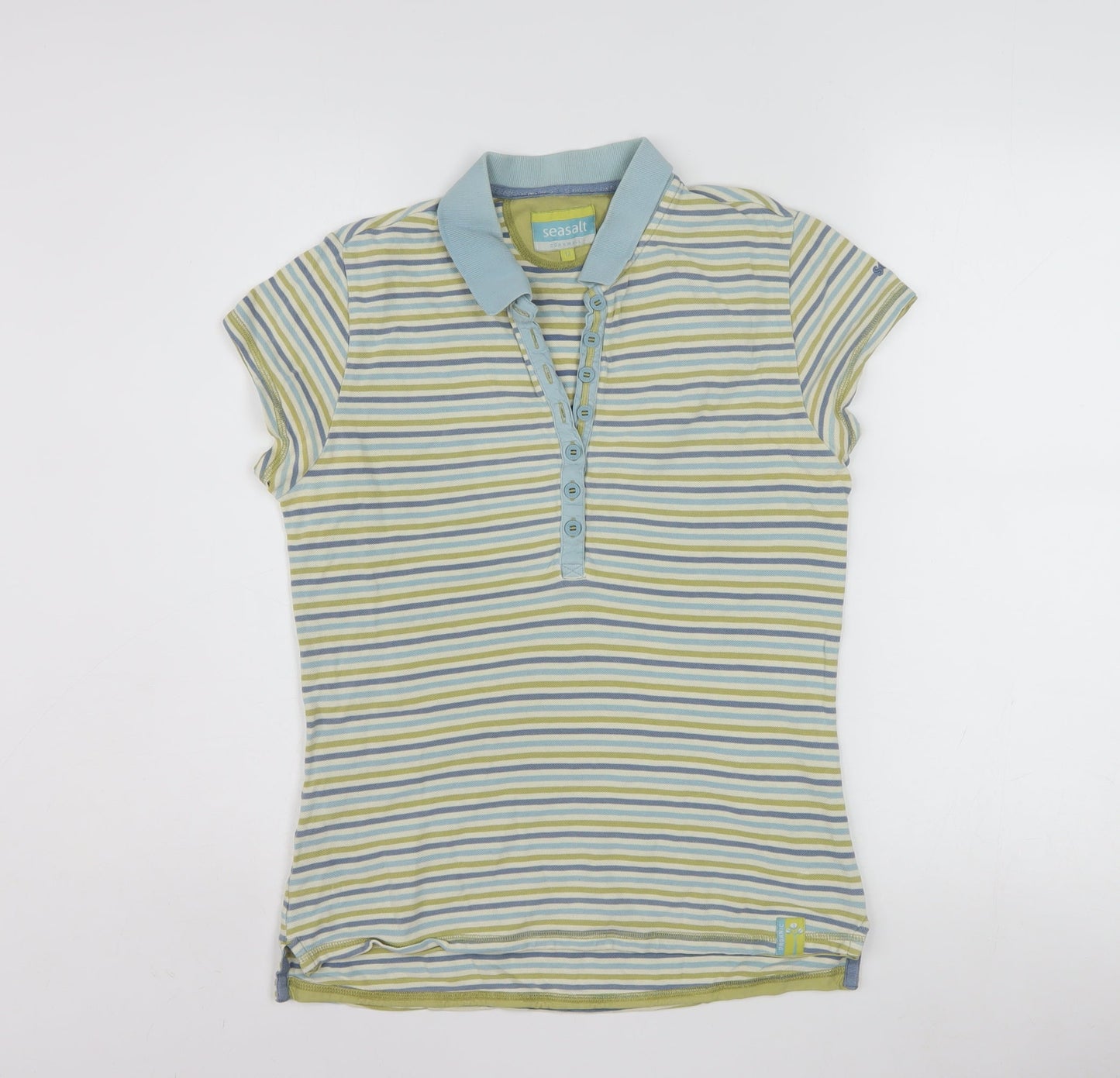 Seasalt Women’s Multicoloured Striped Polo Shirt Size 12 Cotton