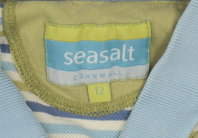 Seasalt Women’s Multicoloured Striped Polo Shirt Size 12 Cotton