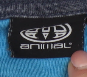 Animal Men's Blue Long Sleeve Crew Neck Graphic Top Size M