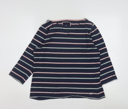 Crew Clothing Company Women’s Blue Striped 3/4 Sleeve Cotton Boat Neck Top Size 16