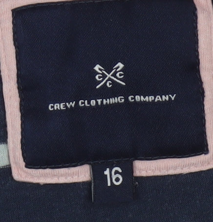 Crew Clothing Company Women’s Blue Striped 3/4 Sleeve Cotton Boat Neck Top Size 16
