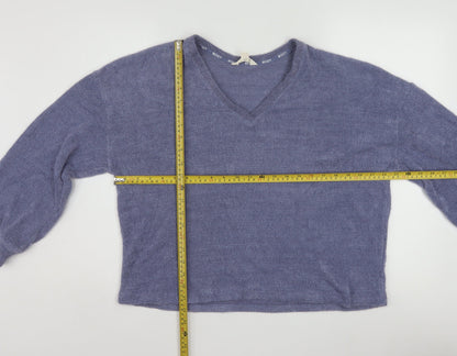 Marks and Spencer Womens Purple Knit V-Neck Long Sleeve Pyjama Top M