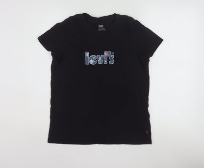 Levi's Women's Black Cotton Crew Neck Short Sleeve T-Shirt S